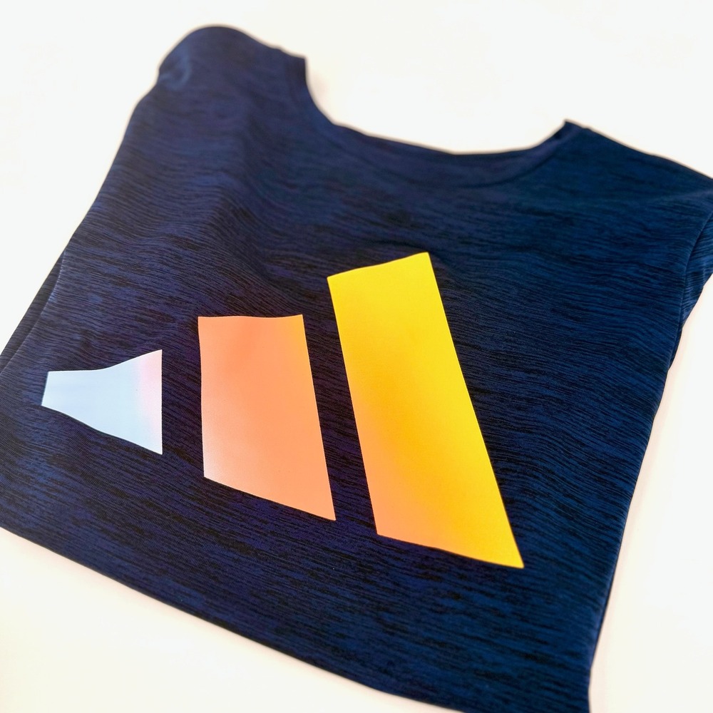 Adidas T-Shirt Kids Size M 10/12 Navy Blue Excellent Aeroready Gradient Logo